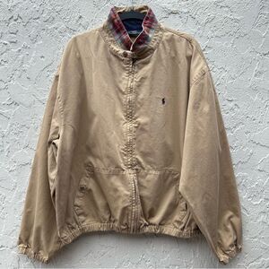 POLO RALPH LAUREN Jacket Men XXL Harrington Bi Swing Plaid Collar Vintage 90's